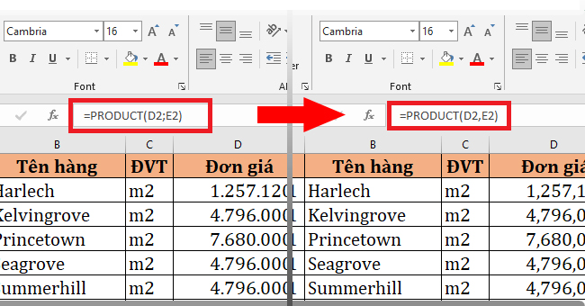 Hướng dẫn đổi dấu chấm phẩy sang dấu phẩy trong công thức Excel