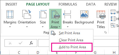 cách add to Print Area trong Excel