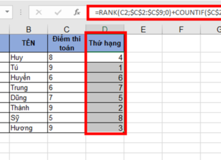 Mẹo sử dụng hàm Rank để xếp thứ hạng trong Excel