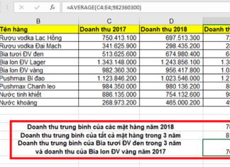Cách sử dụng hàm Average để tính trung bình cộng trong Excel Cách sử dụng hàm Average để tính trung bình cộng trong Excel