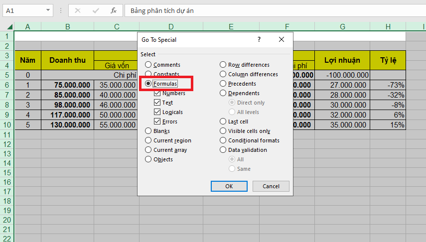 cách nhanh nhất để xóa hàm tính trong Excel 3