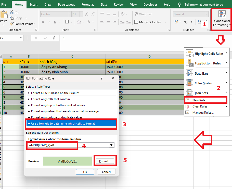 Sử dụng hàm ROW kết hợp với các hàm khác