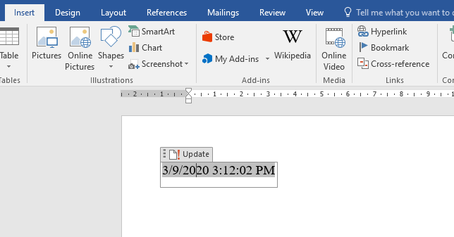 Cách thêm thời gian (ngày/tháng/giờ) hiện tại vào Word Cách thêm thời gian (ngày/tháng/giờ) hiện tại vào Word