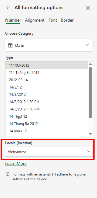 kiểm tra định dạng ngày tháng hiện tại trong excel