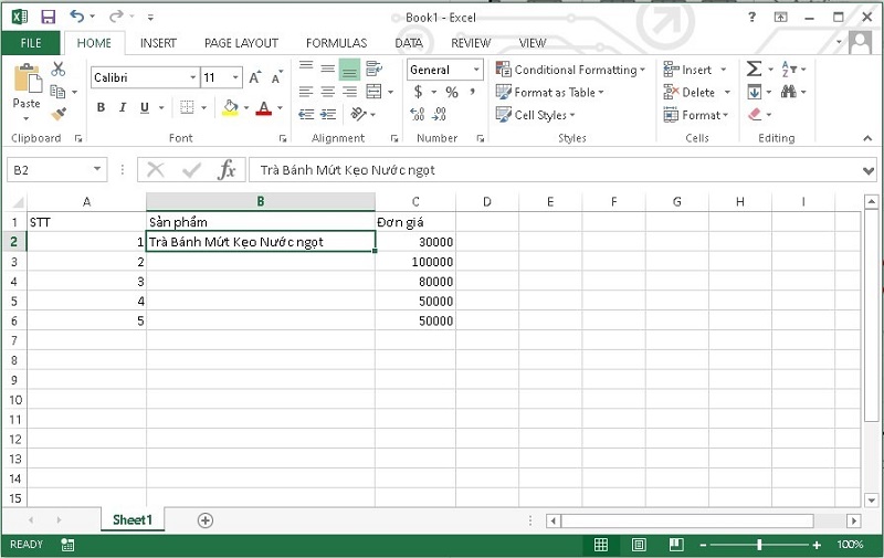 gộp ô trong excel 