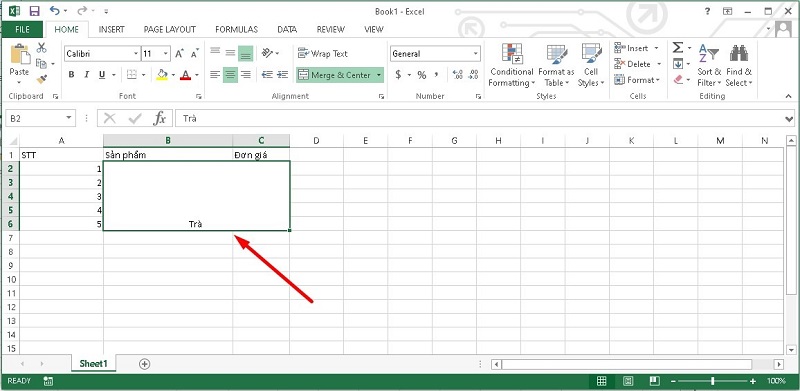 gộp ô trong excel 