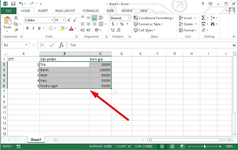 gộp ô trong excel 