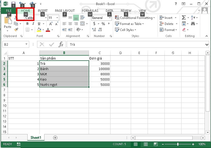 gộp ô trong excel 
