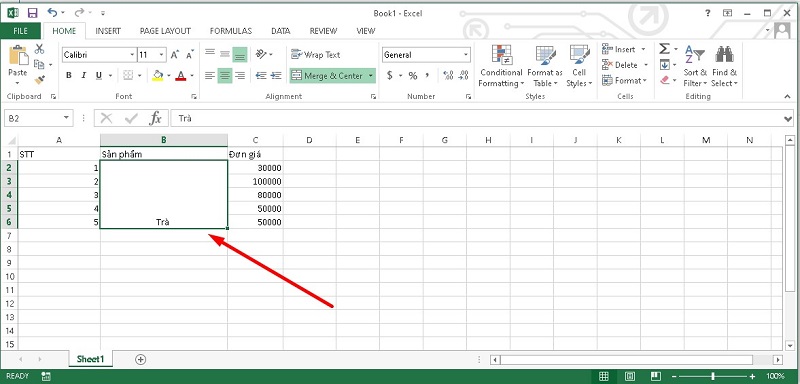 gộp ô trong excel 