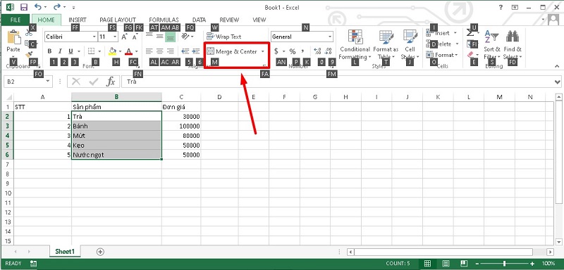 gộp ô không cần dùng merge