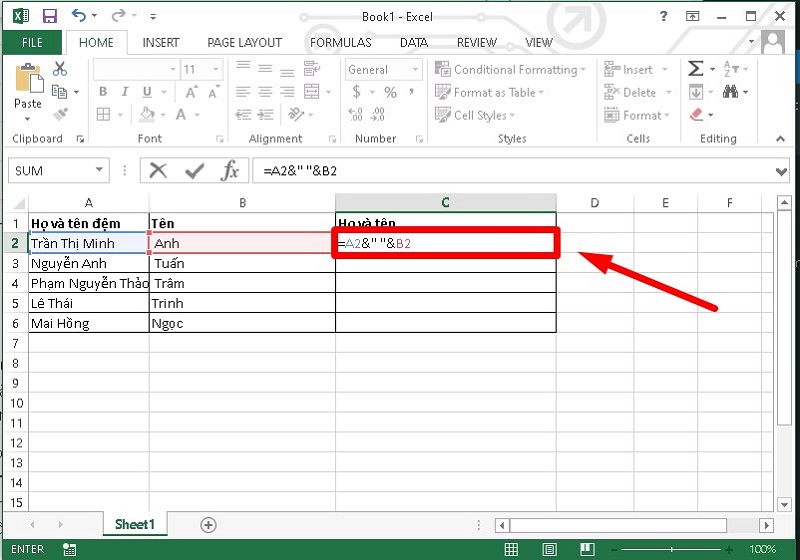 gộp ô không cần dùng merge