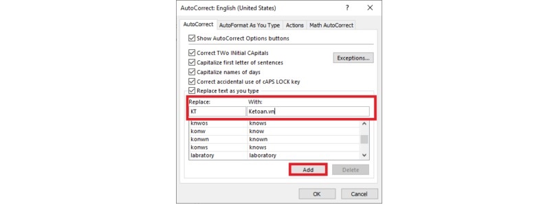 viết tắt trong excel