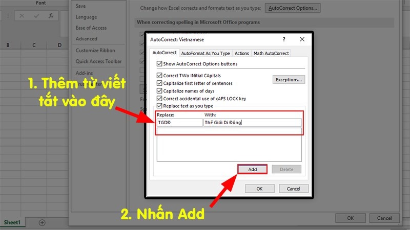 viết tắt trong excel