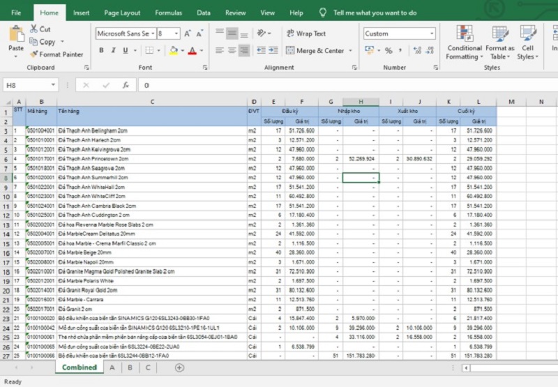 cách gộp nhiều sheet thành 1 sheet trong excel
