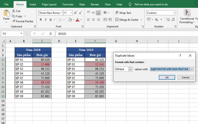 Mẹo so sánh, đối chiếu nhanh các bảng dữ liệu trong Excel