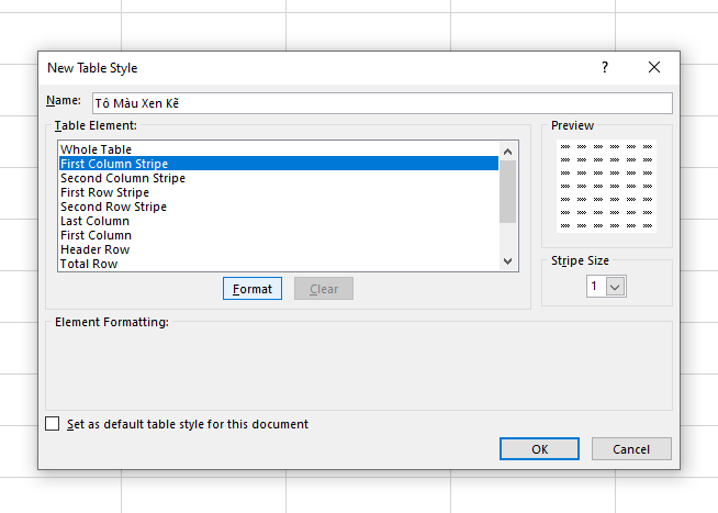 tùy chỉnh tô màu xen kẽ với table design