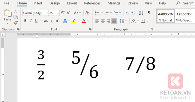 Vài cách đơn giản để viết phân số trong Microsoft Word