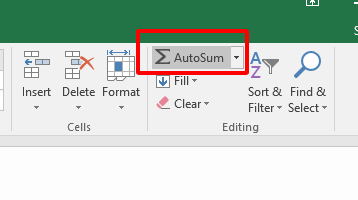 biểu tưởng Autosum trên thanh công cụ