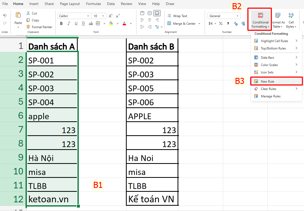 cách mở conditional formatting