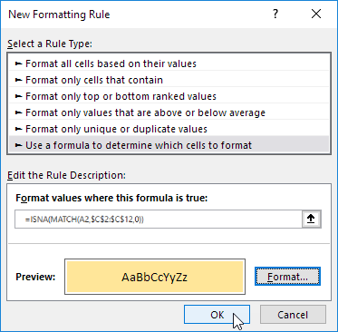công thức tô màu các giá trị khác
