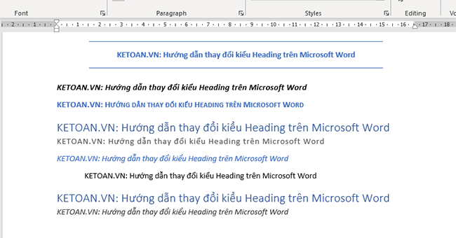 Hướng dẫn thay đổi kiểu Heading trên Microsoft Word