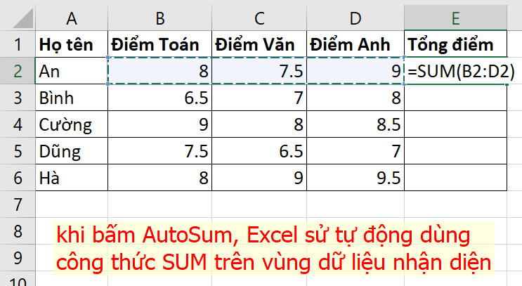 hướng dãn sử dụng autosum trong excel (2)