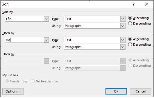 Cách sắp xếp tên theo thứ tự chữ cái trong Microsoft Word Cách sắp xếp tên theo thứ tự chữ cái trong Microsoft Word