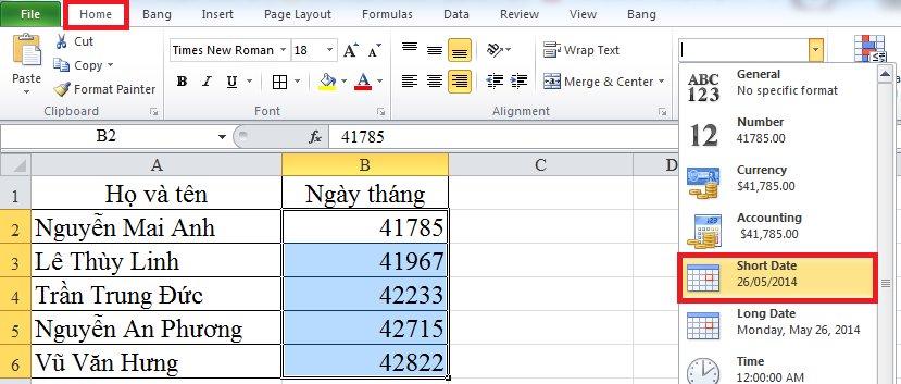 Cách chuyển dãy số thành ngày tháng trong Excel, bạn có biết?
