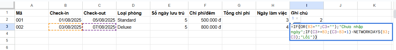 tính số ngày ở cuối tuần khách sạn
