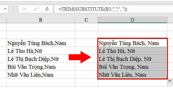 2 Cách "bắt' Excel tự tạo khoảng cách sau dấu phẩy