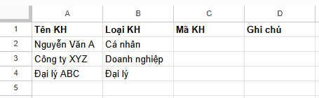 ví dụ tạo mã khách hàng