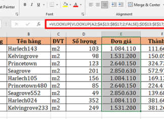 Cách sử dụng hàm VLOOKUP lồng vào hàm VLOOKUP trong Excel