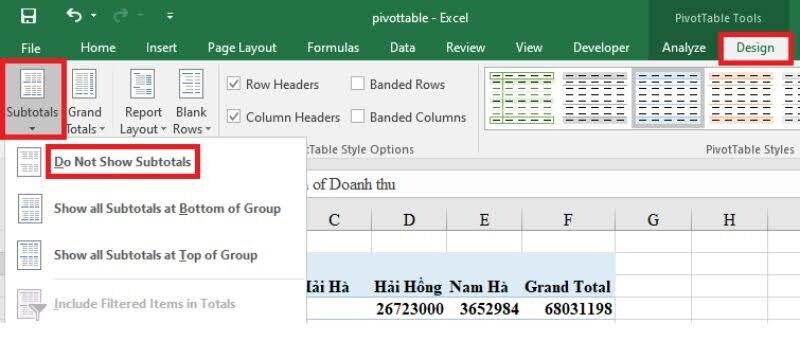 cách tạo pivot table
