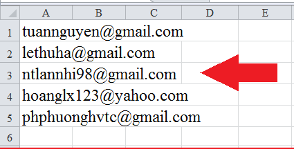 Hướng dẫn lọc địa chỉ email khỏi thông tin trên Excel