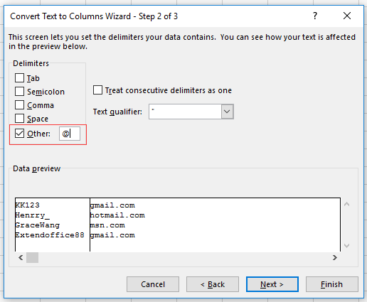 chọn other trong text to columns