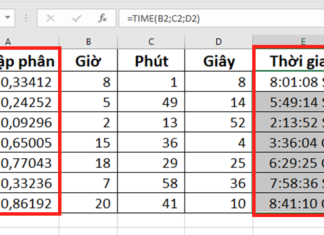 Cách chuyển đổi số thập phân sang thời gian trong Excel