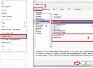 Cách sửa lỗi định dạng ngày tháng trong excel bị đảo lộn