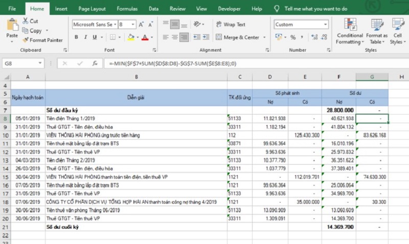 Công thức lấy giá trị âm 