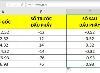 Cách tách số trước và sau dấu phẩy trong Excel: Nhanh và đơn giản