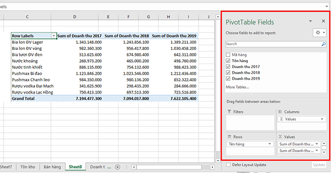 Hướng dẫn cách sử dụng PivotTable trong Excel cho người mới