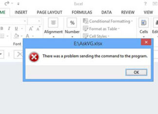 Cách sửa lỗi "There was a problem sending a command to the program" khi mở file Excel
