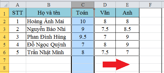 Cách di chuyển hàng, di chuyển cột cực nhanh trong Excel