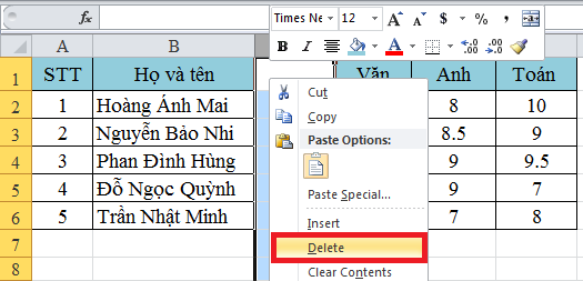 Cách di chuyển hàng, di chuyển cột cực nhanh trong Excel