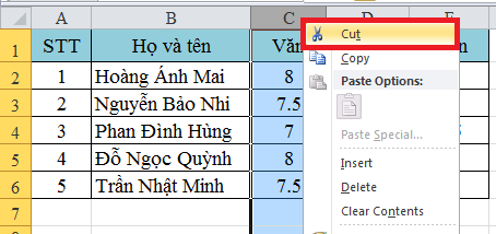 Cách di chuyển hàng, di chuyển cột cực nhanh trong Excel