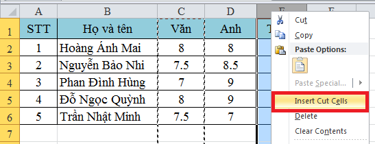 Cách di chuyển hàng, di chuyển cột cực nhanh trong Excel