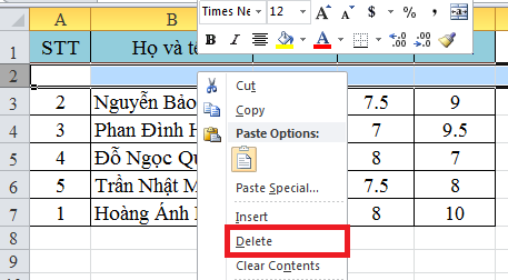 Cách di chuyển hàng, di chuyển cột cực nhanh trong Excel