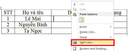 Cách tách ô và gộp ô rất đơn giản trong Microsoft Word