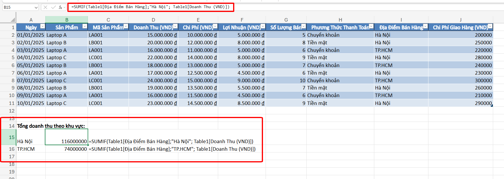 tính toán dữ liệu để tạo báo cáo