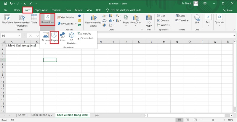 vẽ hình trong excel 