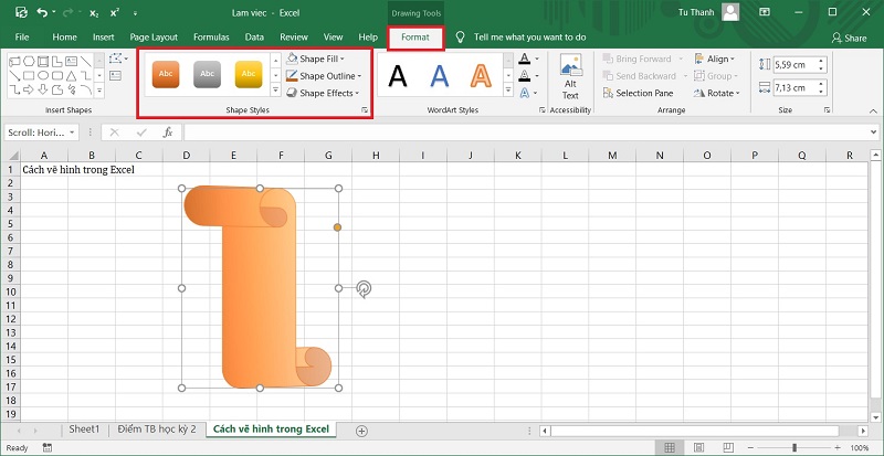 Thay đổi màu sắc của shapes